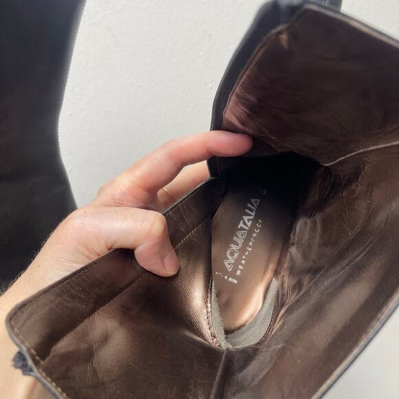 Aquatalia Black Ankle Boot Kitten Heel Zip Up Size 6 1/2 - Picture 4 of 8